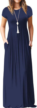 VIISHOW Women's Short Sleeve Loose Plain Maxi Dress - Casual Shoes