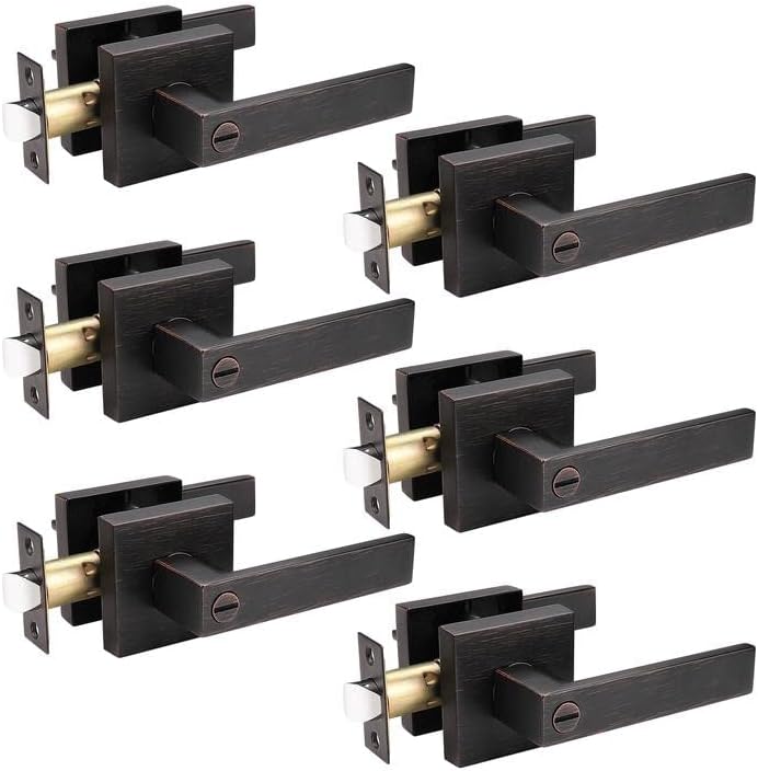 Priobrico Oil Rubbed Bronze Door Handle with Lock for Privacy