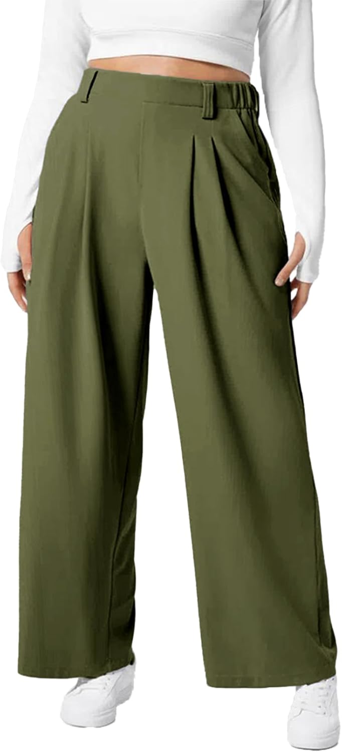 Eytino Womens Plus Size Wide Leg Dress Pants for Comfort