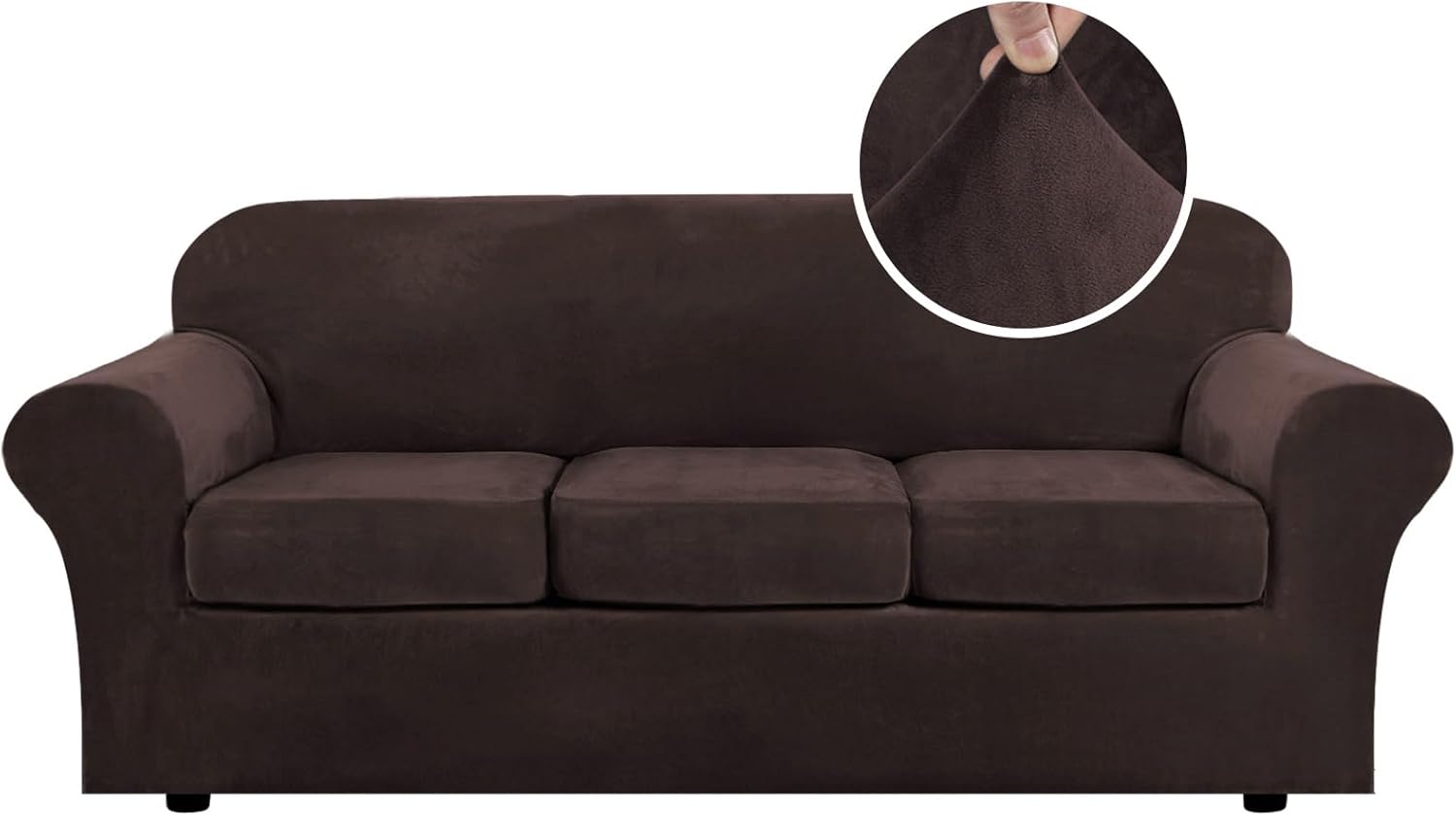 H.VERSAILTEX Modern Velvet Plush 4 Piece High Stretch Sofa Cover