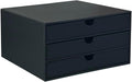Black 3-Drawer Document Organizer - Compact Desktop File Cabinet