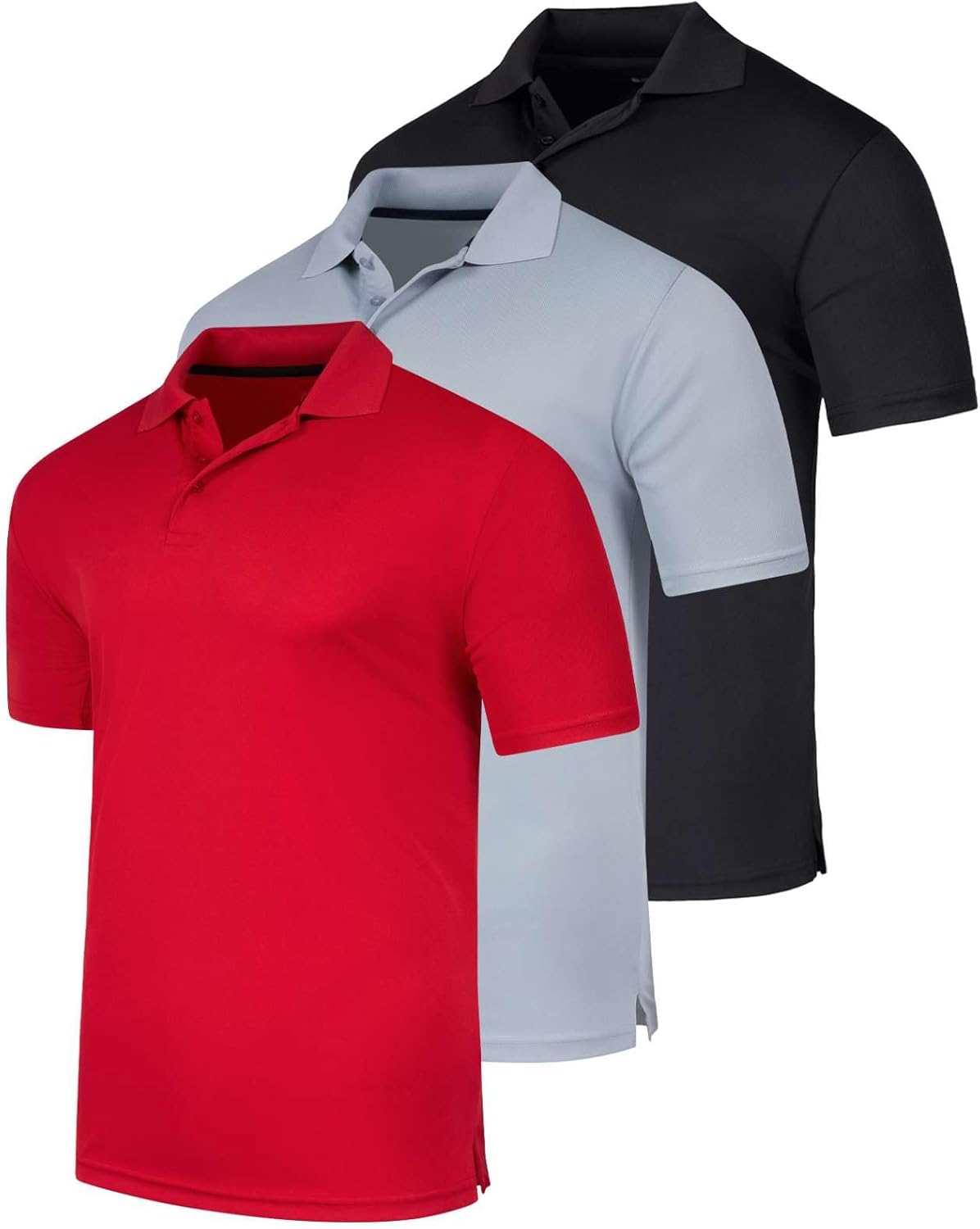 Men's Quick-Dry Athletic Performance Polo Shirt 3 Pack