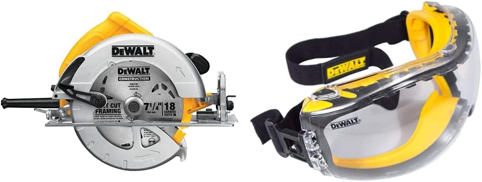 DEWALT 7-1/4-Inch Circular Saw and Anti-Fog Safety Goggles