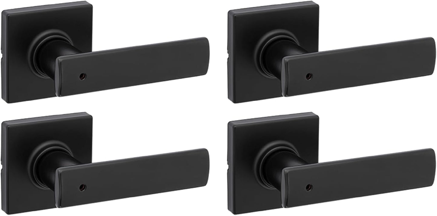 Kwikset Breton Interior Privacy Door Handle 4 Pack in Matte Black