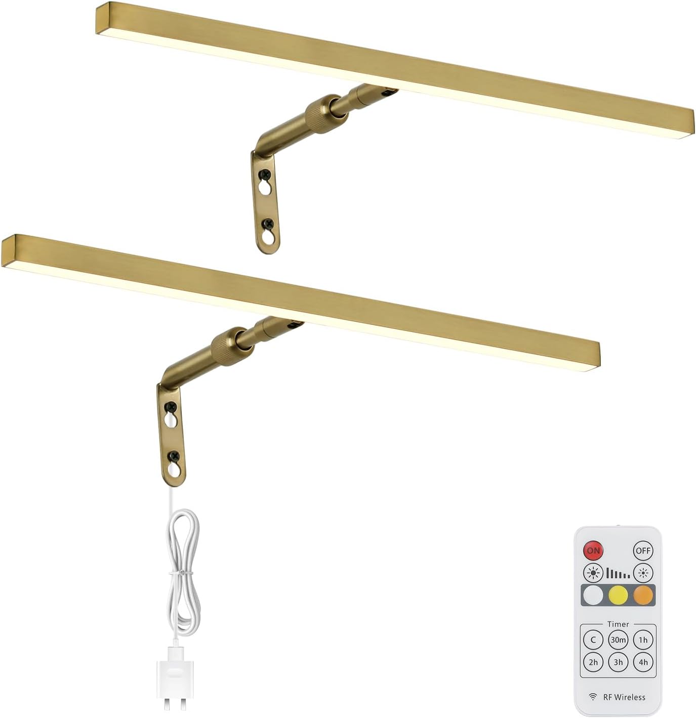 2 Pack Brass Picture Lights for Paintings with Remote Control