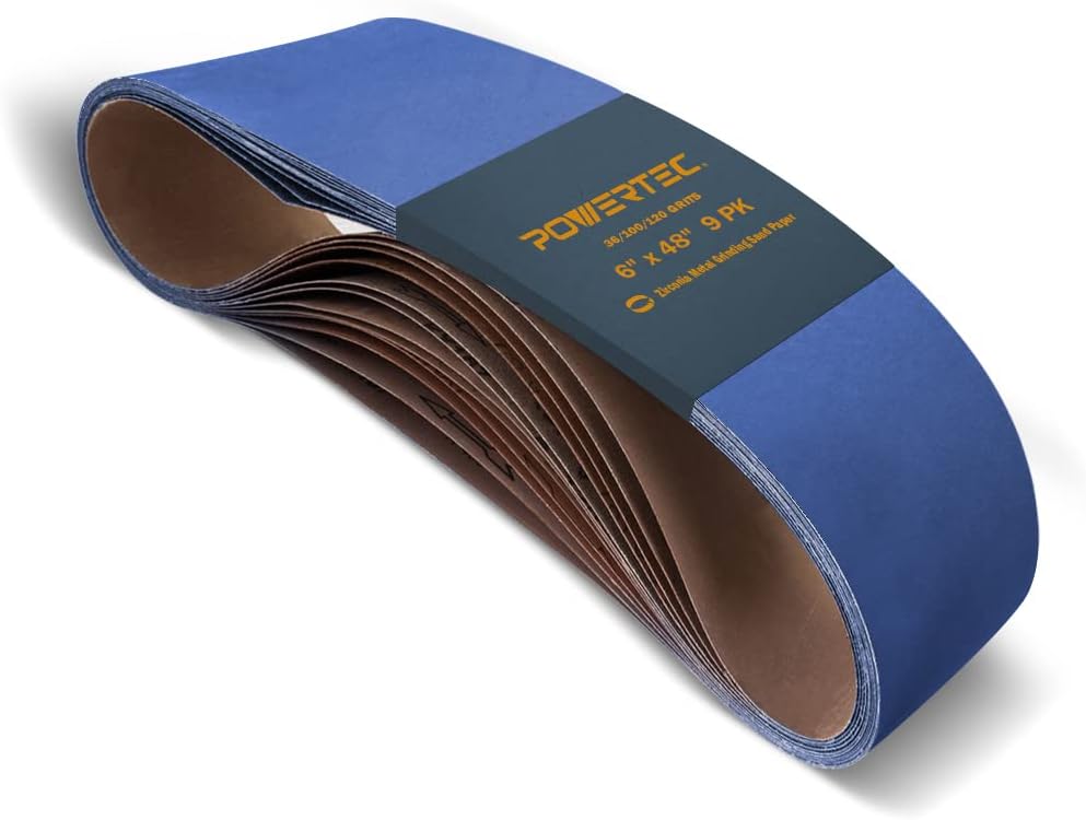 POWERTEC 6 x 48 Inch Zirconia Sanding Belts for Woodworking