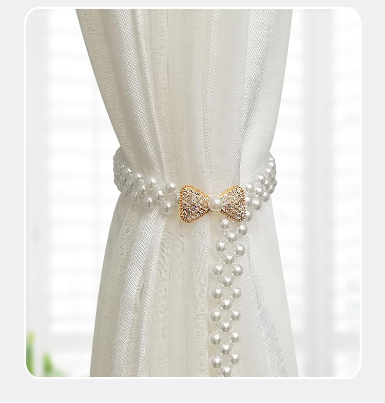 Elegant Pearl Curtain Tiebacks - Set of 2