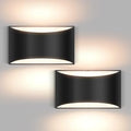 Black Modern LED Wall Sconces Set of Two - Up/Down Warm White