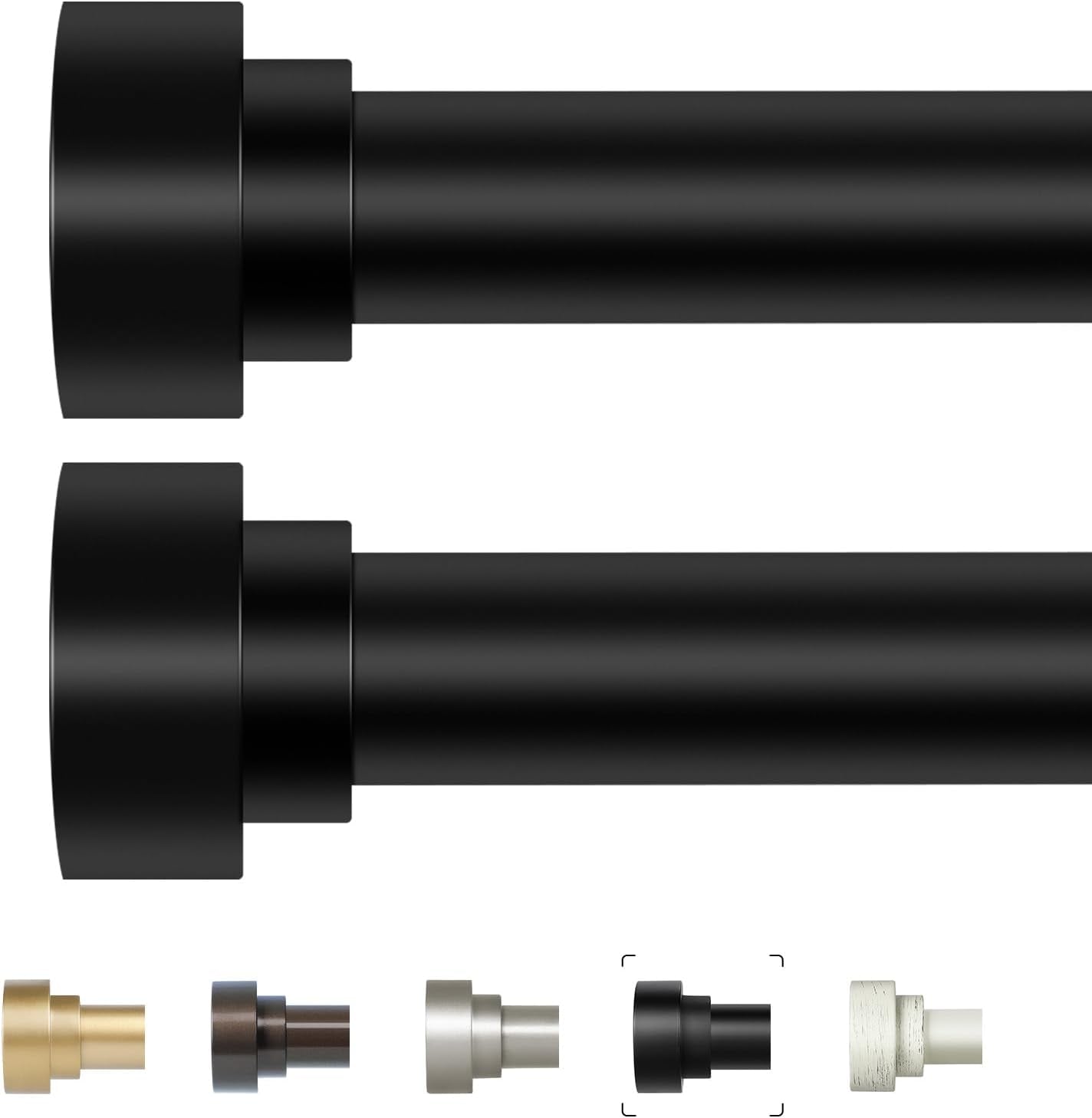 Heavy Duty Black Curtain Rods for Windows 66 to 120 In, 2 Pack
