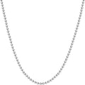 Sterling Silver Solid Bead Ball Dog Tag Chain Necklace - Italian Made