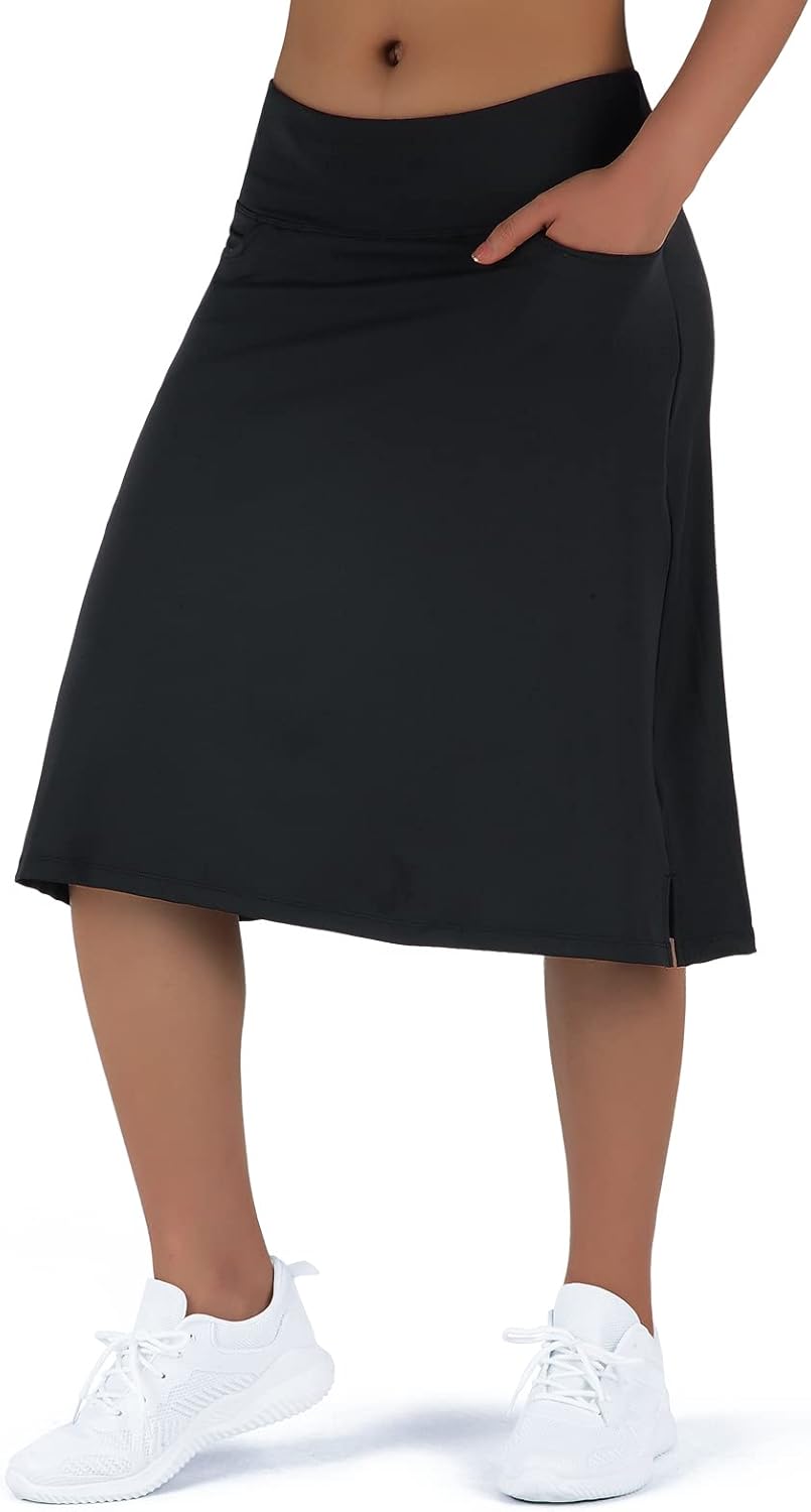 Women's Midi Length Skorts with 3 Pockets for Activewear