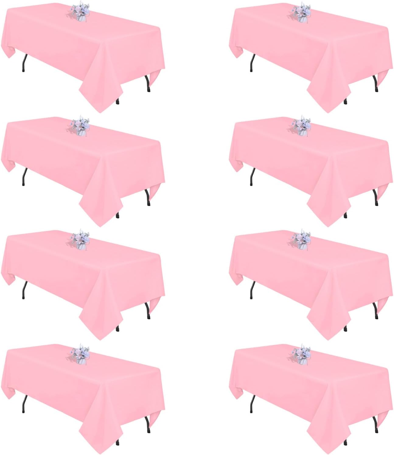 8 Pack Pink Tablecloths for 8 Foot Rectangle Tables - Durable