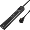 Black Power Strip 6 Outlet Surge Protector with USB-C PD 20W - 6ft