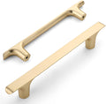 Amerdeco 10 Pack Brushed Gold Cabinet Pulls 5 in Centers - Solid Feel