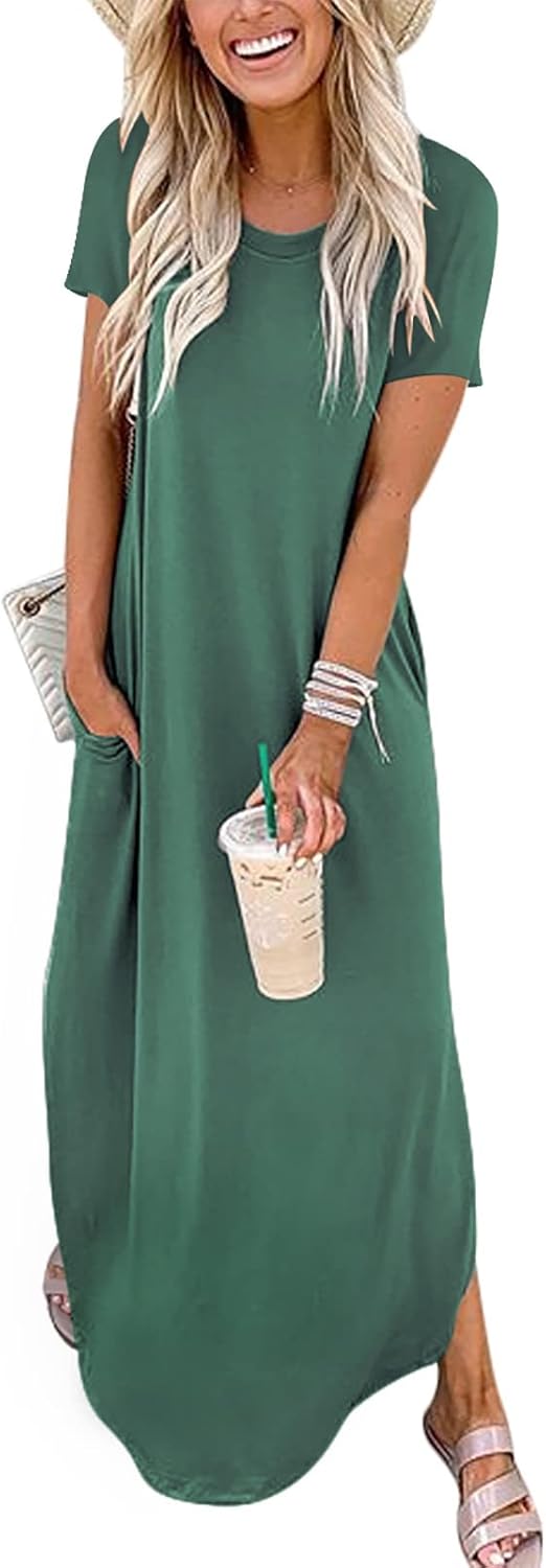 Womens Summer Maxi Dress Casual Loose Long T Shirt Dresses