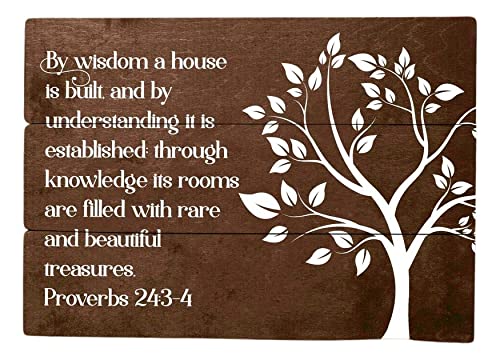 By Wisdom a House is Built Proverbs 24:3-4 Rustic Sign Decor
