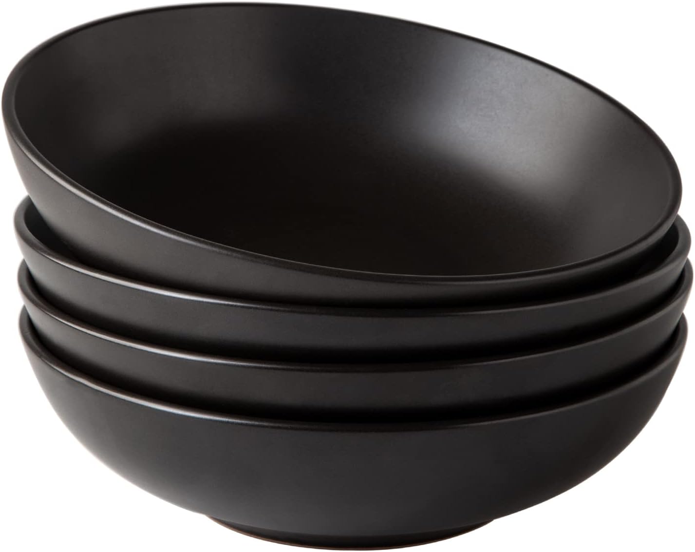 Large 42oz Pasta Bowls Set of 4 - Stylish Matte Black Design