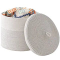 Tegance Woven Rope Blanket Basket with Lid 16in x 14in - Soft Nursery