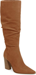 Knee High Pointed Toe Chunky Heel Boots - Wide Calf Friendly can