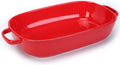 6 Quart Rectangular Ceramic Baking Dish 16x11 in Red - Large Capacity