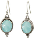 925 Sterling Silver Aqua Chalcedony Dangle Earrings - Minimalist Drop