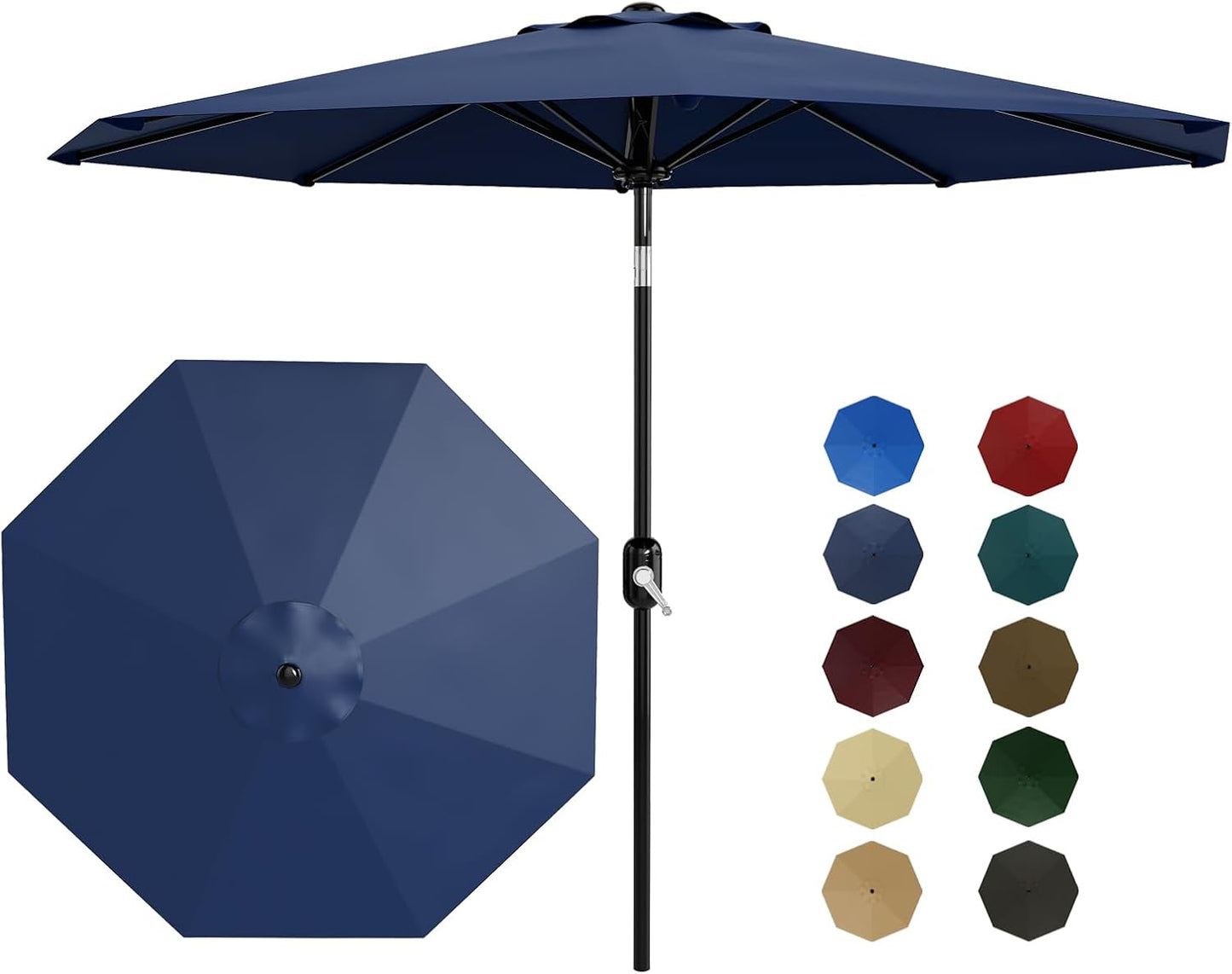 9 ft Patio Umbrella with Crank Lift & Tilt for Outdoor Spaces