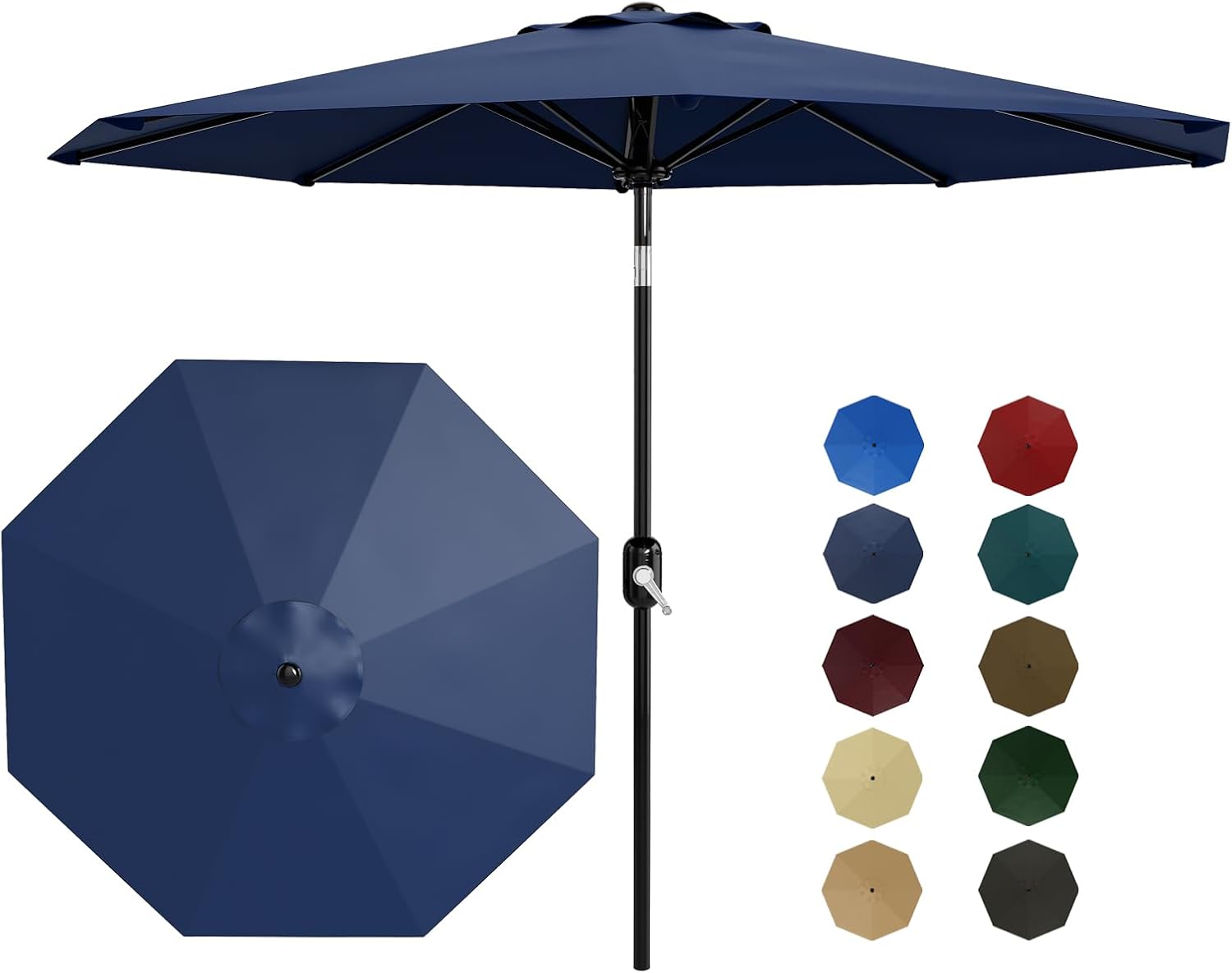 9 ft Patio Umbrella with Crank Lift & Tilt for Outdoor Spaces