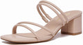 Women's Strappy Block Chunky Heels Open Toe Slip On - 2in Comfort