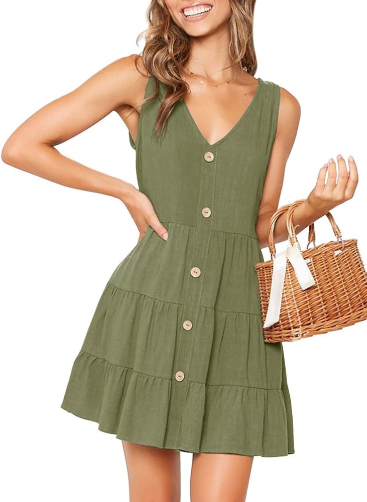 Stylish Women's Casual T-Shirt Dress with Pockets and V Neck