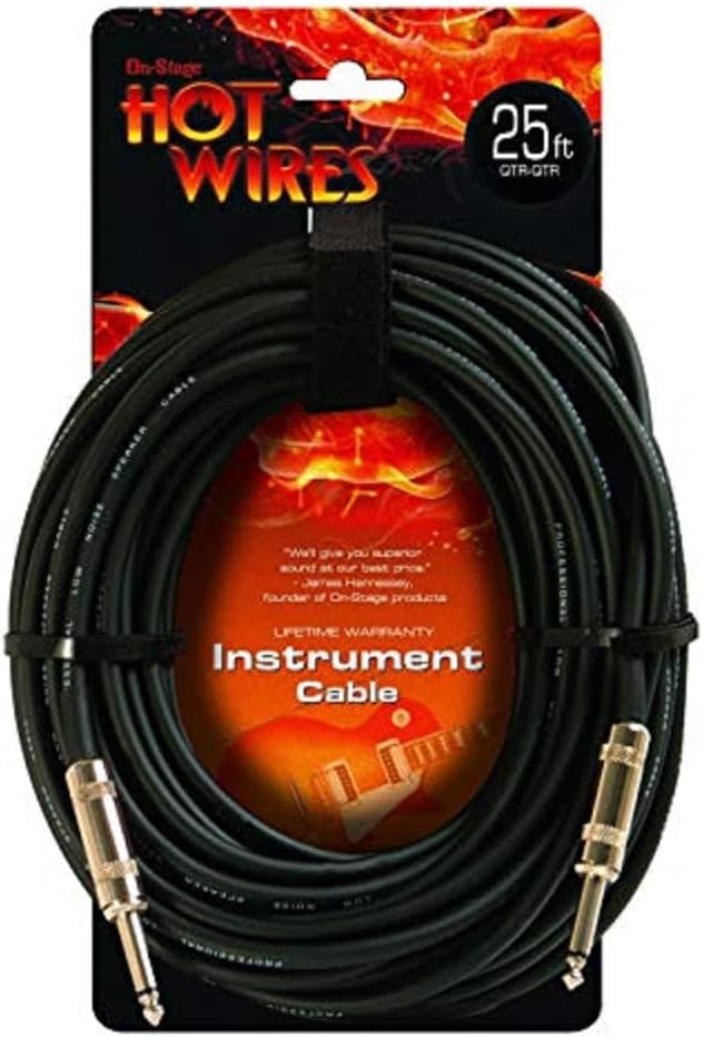On-Stage Hot Wires 25ft Guitar Cable - Superior Sound Clarity