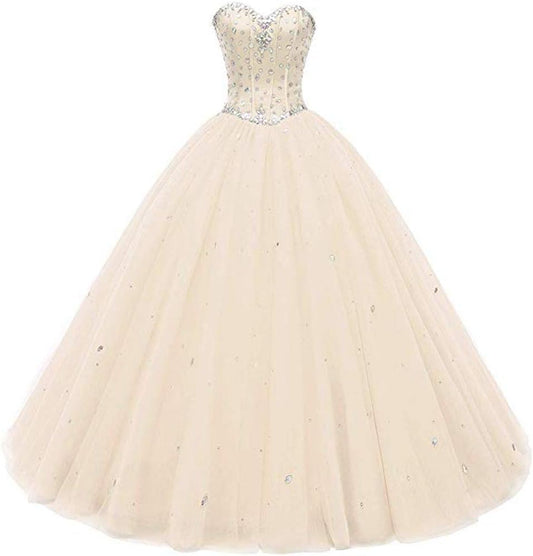 Women's Sweetheart Ball Gown Tulle Quinceanera Dress for Prom