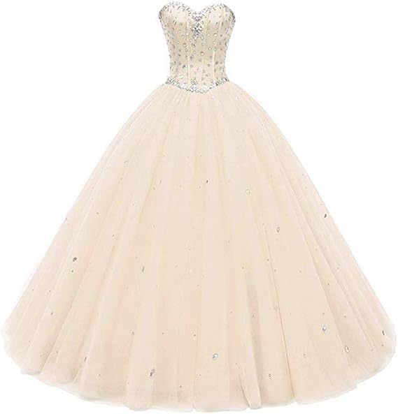 Likedpage Women's Sweetheart Ball Gown Tulle Quinceanera Dress