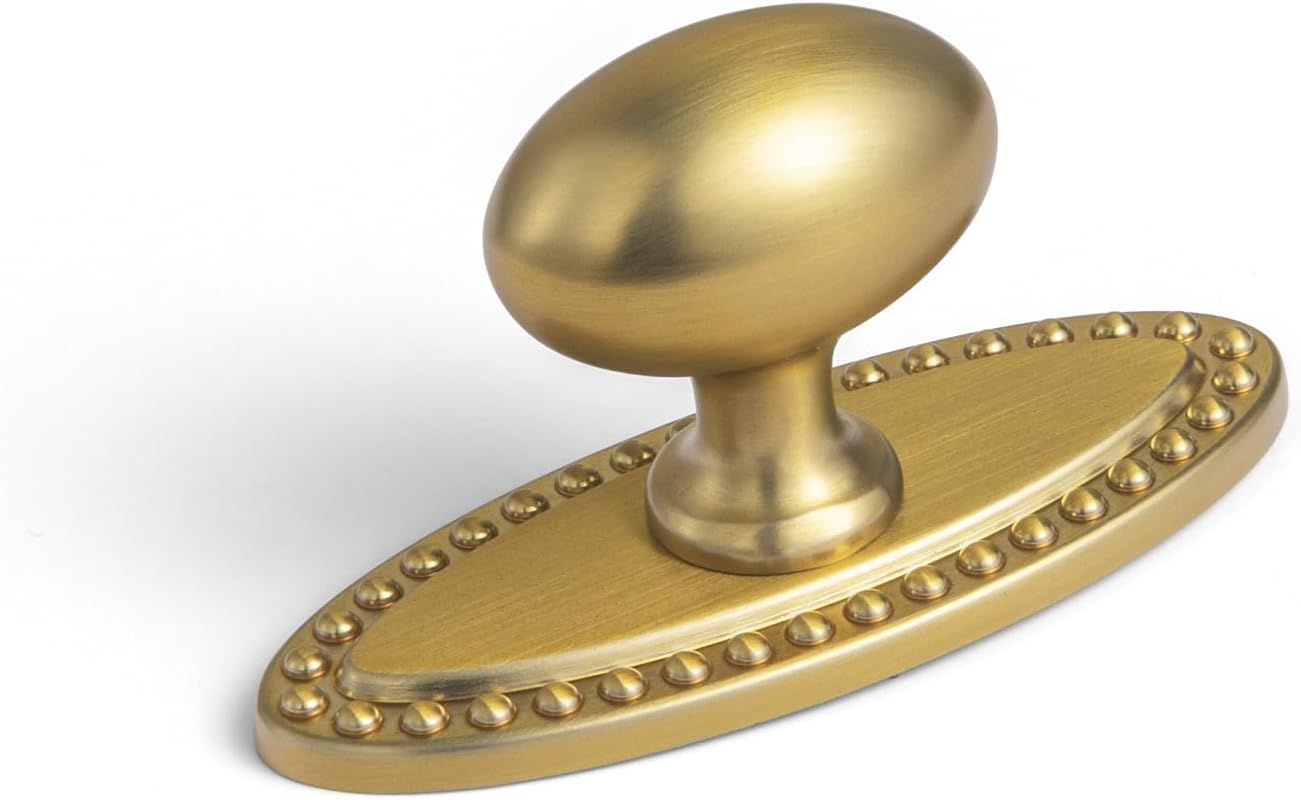 Goo-Ki Brushed Gold Cabinet Knobs with Backplate for Dresser