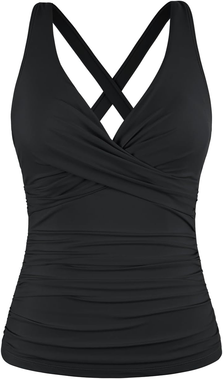 Hilor Women's Underwire Tankini Top for Tummy Control Swimwear