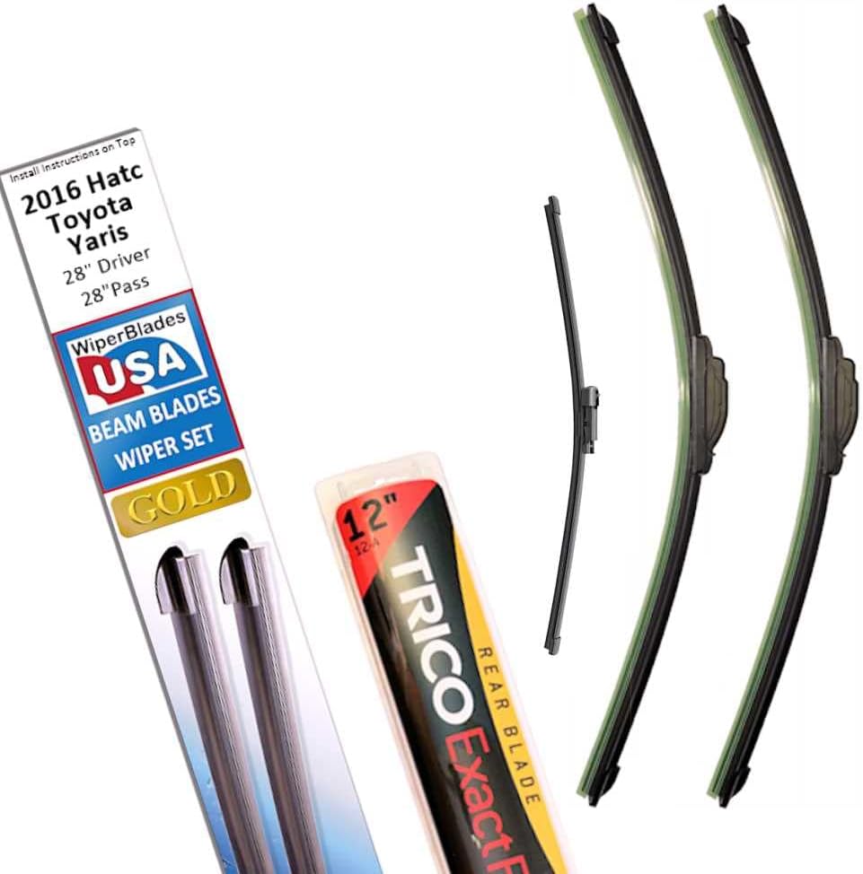 Beam Blade Wipers Replacement Set for 2016 Toyota Yaris Hatchback