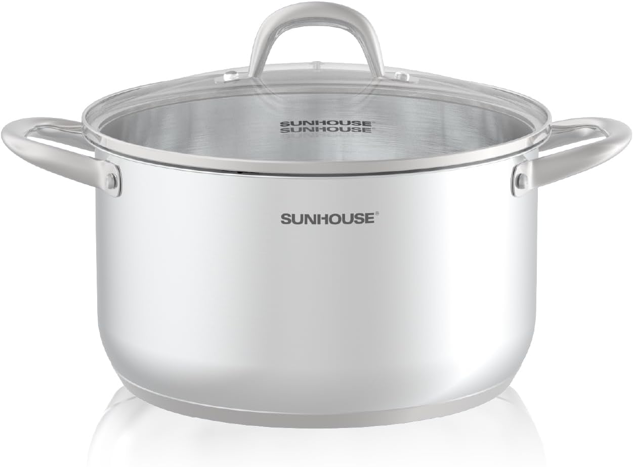 SUNHOUSE 8 Quart Stock Pot with Lid - Perfect for Family Meals