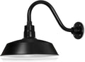 14in Satin Black Gooseneck Barn Light Fixture - Outdoor Wall Sconce