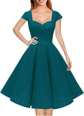 Hanpceirs Women's Cap Sleeve 1950s Retro Cocktail Swing Dress Soft