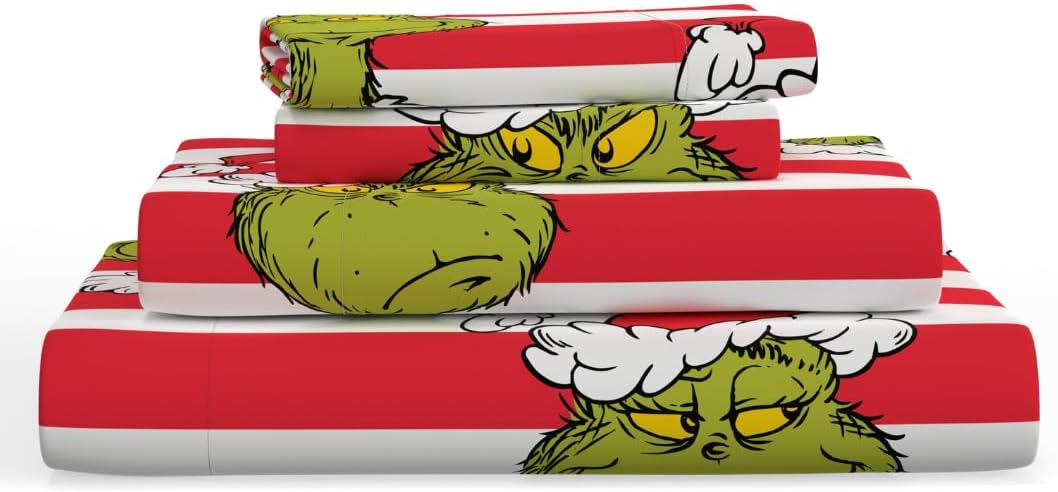 Grinch Holiday & Christmas Bedding Super Soft Cotton Flannel Set