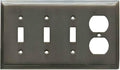 Art Deco Step Light Switch Cover 3 Toggle - Antique Pewter