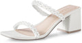 Square Toe Heeled Sandals for Women - Comfortable Low Block Heels