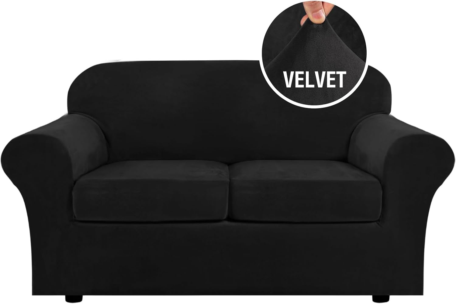 H.VERSAILTEX Real Velvet Plush 3 Piece Stretch Sofa Covers