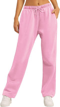 AUTOMET Women's Wide Leg Sweatpants Fleece Lined Baggy Straight Leg