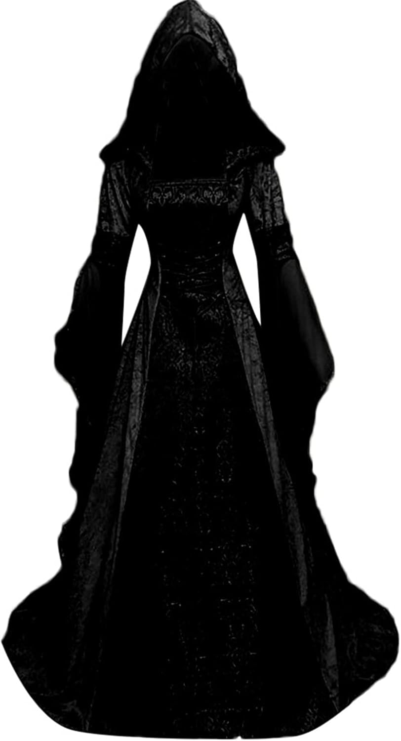 Gothic Hooded Dress for Women - Medieval Corset Costume