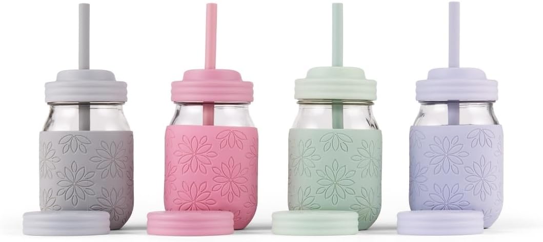 16 oz Mason Jar Cups with Straw Lids for Kids and Parents