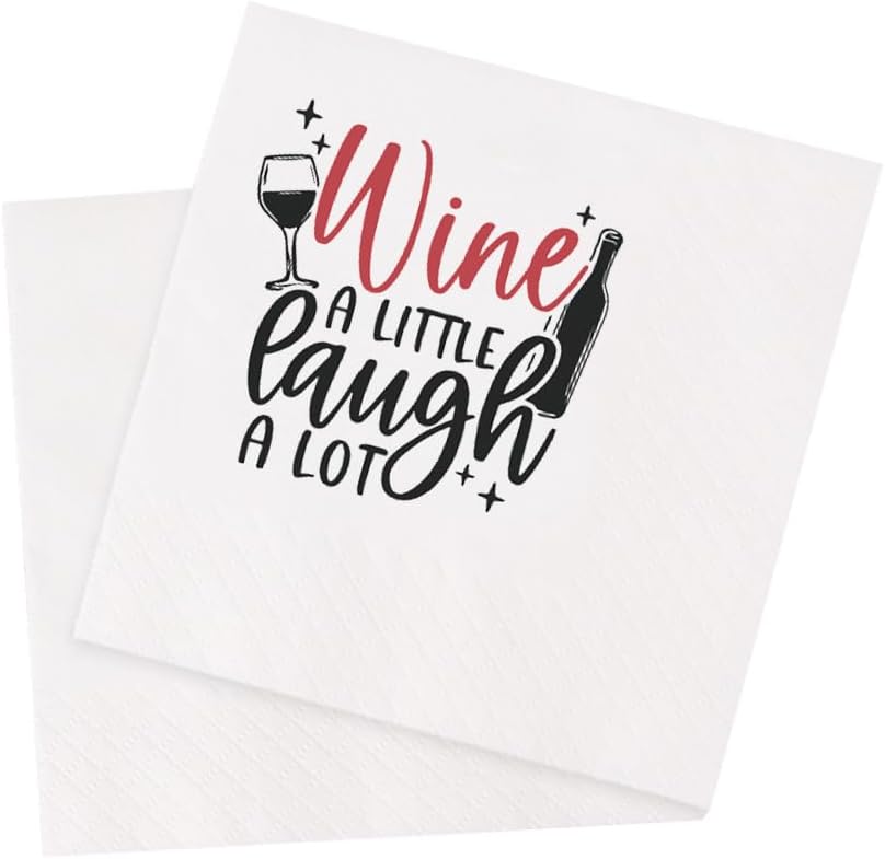 Witty Wine Humor Napkins Set - 100pcs, 4.5x4.5, 15-ply