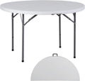 ZenStyle Folding Table Round 48 in - Portable 4ft Dining Table
