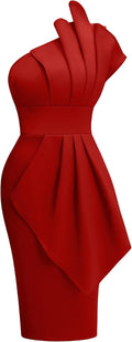 One Shoulder Pleated Bodycon Midi Dress - Elegant Figure-Flattering