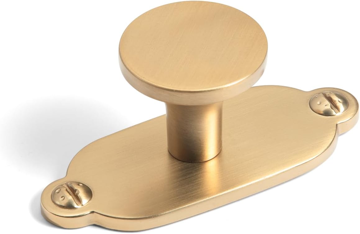 Goo-Ki Champagne Bronze Cabinet Knob with Backplate, 6 Pack