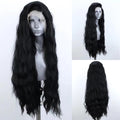 13x4 Long Wavy Black Lace Front Wig 24in - Natural Hairline
